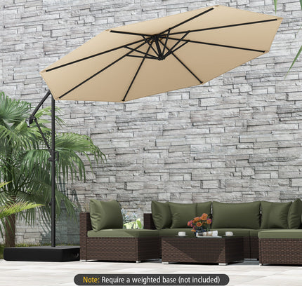10 Ft Offset Hanging Umbrella with Base and Infinite Tilt
