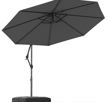 10 Feet Offset Hanging Umbrella with Base Patio Cantilever Umbrella with Tilt