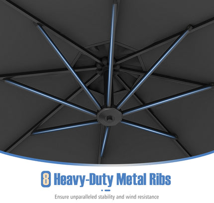 10 Feet Offset Hanging Umbrella with Base Patio Cantilever Umbrella with Tilt