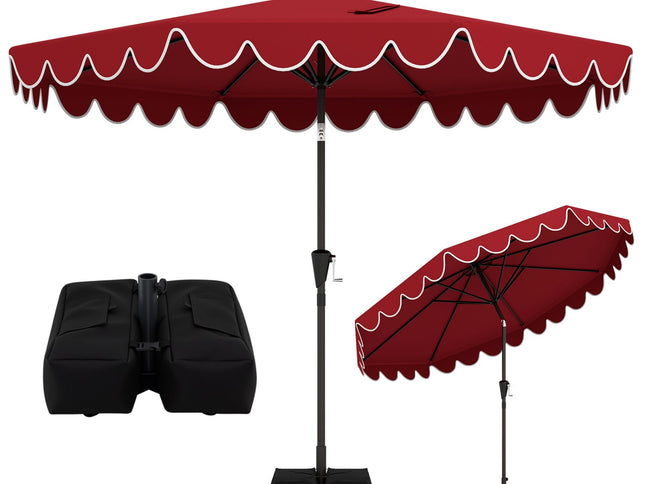 10 Ft Patio Umbrella with Weighted Base and Sandbags