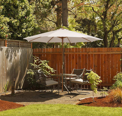 10 Ft Patio Umbrella with 8 Wooden Ribs and 3 Adjustable Heights