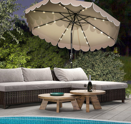 10 Feet Solar Patio Umbrella with 24 LED Lights