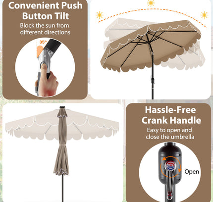10 Feet Solar Patio Umbrella with 24 LED Lights