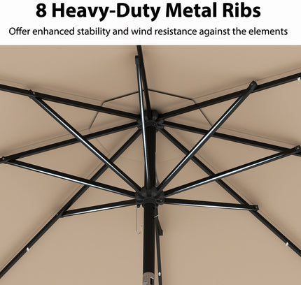 10 Feet Solar Patio Umbrella with 24 LED Lights