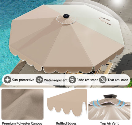 10 Feet Solar Patio Umbrella with 24 LED Lights