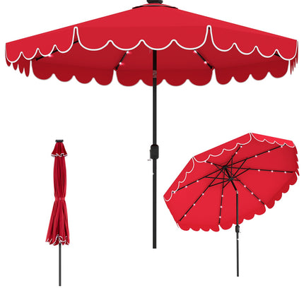 10 Feet Solar Patio Umbrella with 24 LED Lights