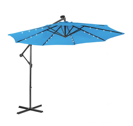 10 Feet Patio Solar Powered Cantilever Umbrella with Tilting System