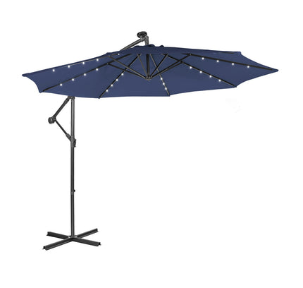 10 Feet Patio Solar Powered Cantilever Umbrella with Tilting System