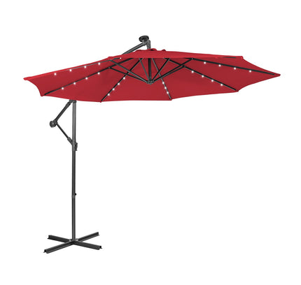10 Feet Patio Solar Powered Cantilever Umbrella with Tilting System