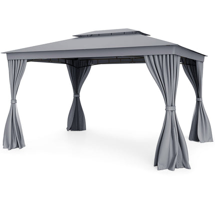 10 x 13 Feet Patio Gazebo Double-Roof with Mesh Netting and Privacy Curtains