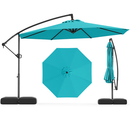 10 Feet Offset Hanging Umbrella with Base Patio Cantilever Umbrella with Tilt