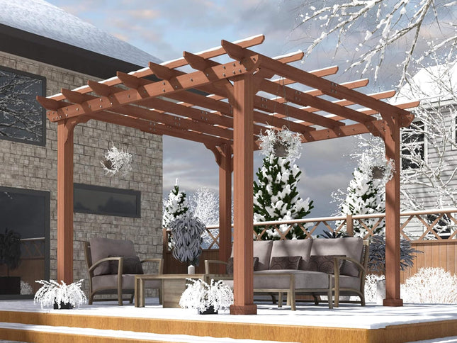 Alora Outdoor Cedar Wood Patio Pergola With Slatted Trellis Roof (SAK92150)