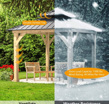 [10X10FT] Premium Outdoor Patio Hardtop Gazebo W/ Double Steel Roof