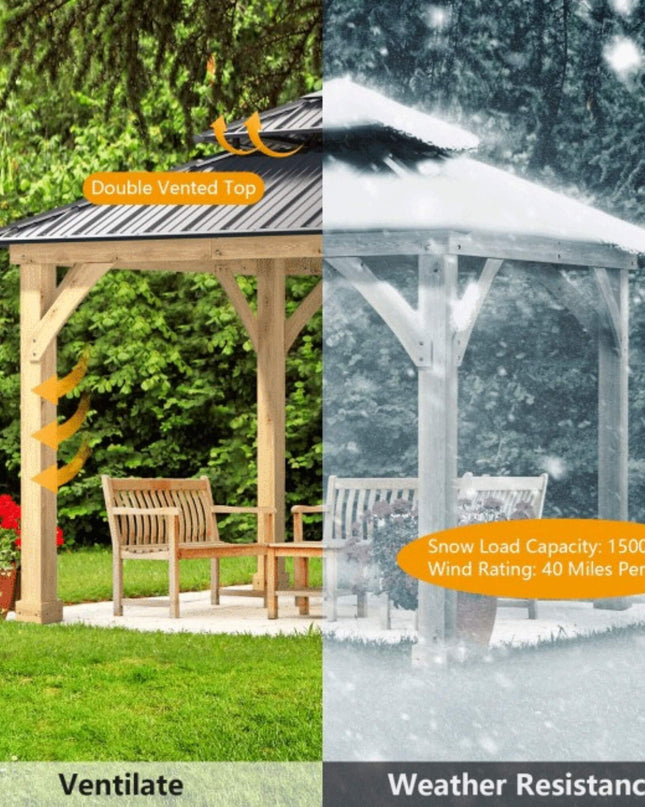 [10X10FT] Premium Outdoor Patio Hardtop Gazebo W/ Double Steel Roof