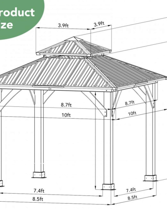 [10X10FT] Premium Outdoor Patio Hardtop Gazebo W/ Double Steel Roof