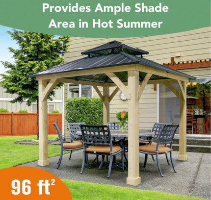 [10X10FT] Premium Outdoor Patio Hardtop Gazebo W/ Double Steel Roof