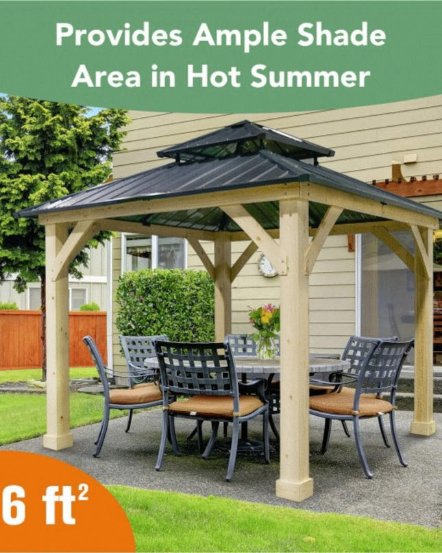 [10X10FT] Premium Outdoor Patio Hardtop Gazebo W/ Double Steel Roof