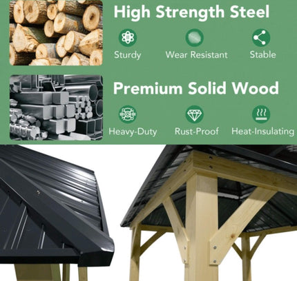 [10X10FT] Premium Outdoor Patio Hardtop Gazebo W/ Double Steel Roof