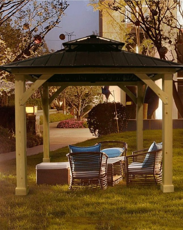 [10X10FT] Premium Outdoor Patio Hardtop Gazebo W/ Double Steel Roof