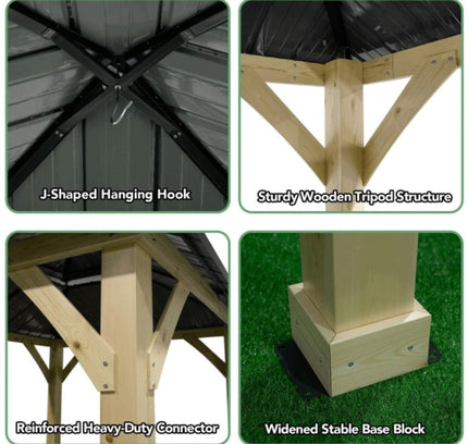 [10X10FT] Premium Outdoor Patio Hardtop Gazebo W/ Double Steel Roof