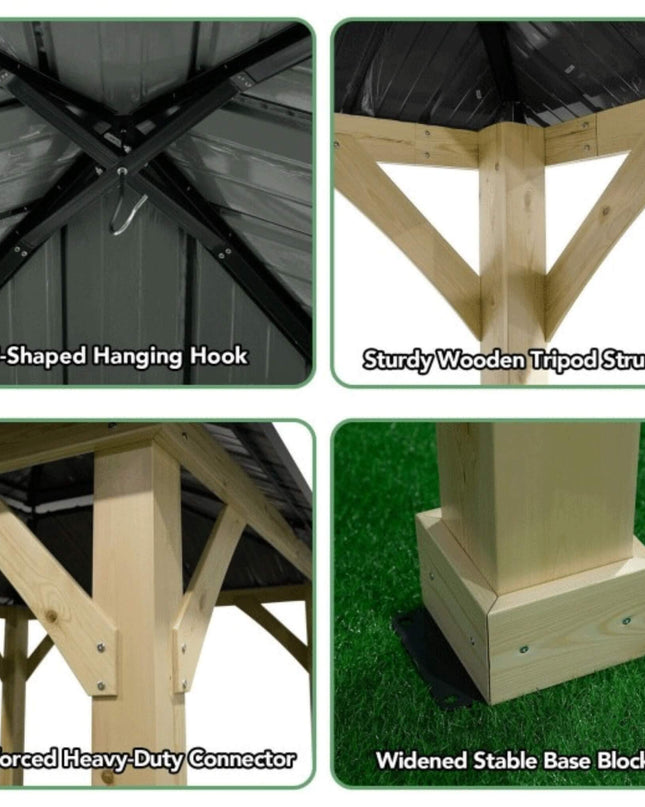 [10X10FT] Premium Outdoor Patio Hardtop Gazebo W/ Double Steel Roof