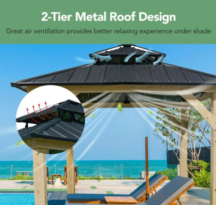 [10X10FT] Premium Outdoor Patio Hardtop Gazebo W/ Double Steel Roof