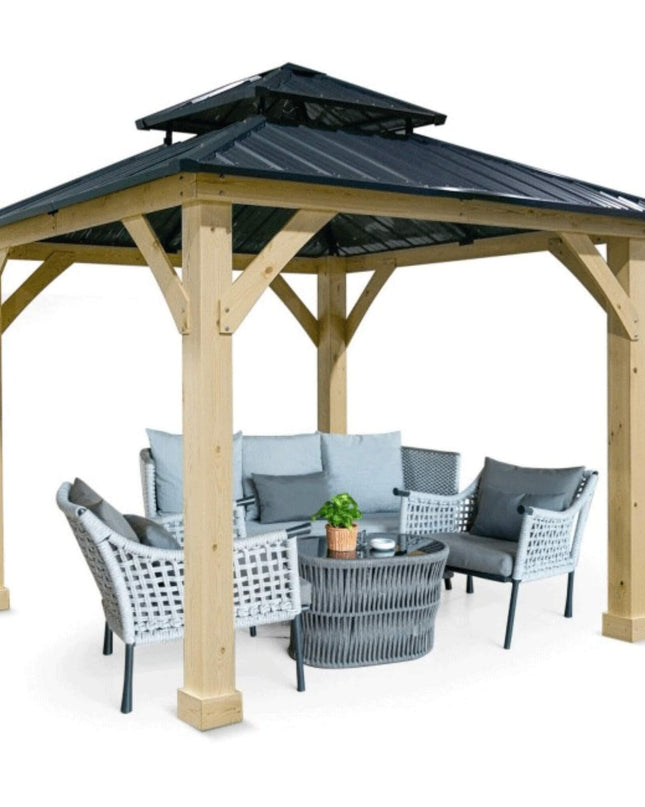 [10X10FT] Premium Outdoor Patio Hardtop Gazebo W/ Double Steel Roof