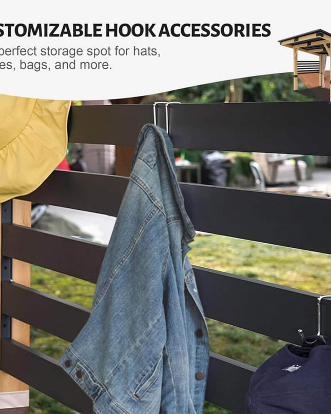 [10X12FT] Alora Heavy-Duty Premium Outdoor All-Season Wooden Cedar Hardtop Gazebo With Metal Roof & Back Curtains