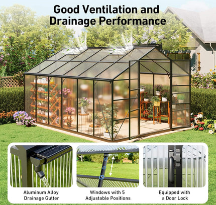 10X12FT Greenhouse With UV Protection And Thermometer (SAK59183)