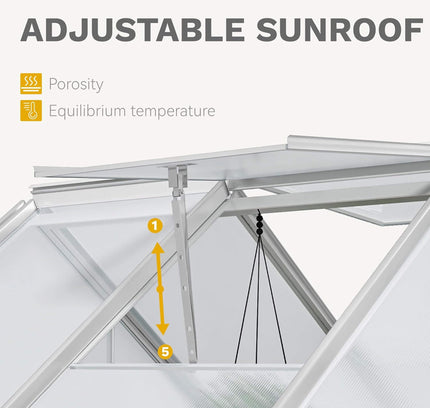[10X12FT] Large Polycarbonate Walk-In Garden Greenhouse With Vent Window, 4MM