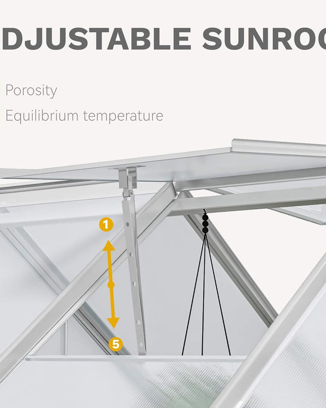 [10X12FT] Large Polycarbonate Walk-In Garden Greenhouse With Vent Window, 4MM