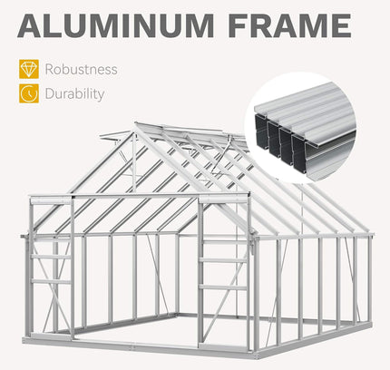 [10X12FT] Large Polycarbonate Walk-In Garden Greenhouse With Vent Window, 4MM