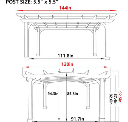 [10X12FT] Alora Premium Outdoor All-Season Backyard Patio Cedar Wood Gazebo Pergola With Arched Roof