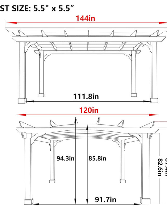 [10X12FT] Alora Premium Outdoor All-Season Backyard Patio Cedar Wood Gazebo Pergola With Arched Roof
