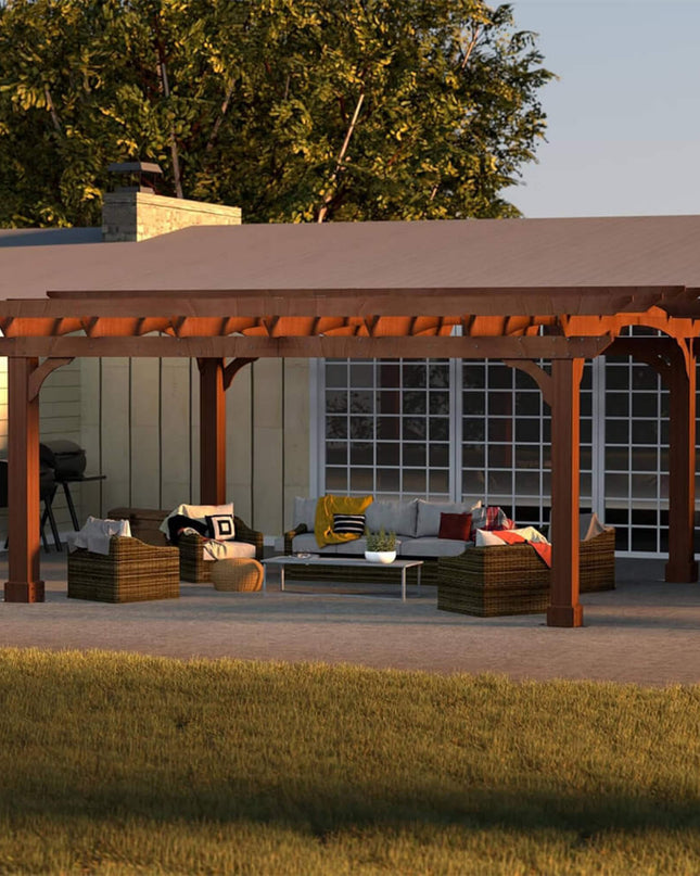 [10X12FT] Alora Premium Outdoor All-Season Backyard Patio Cedar Wood Gazebo Pergola With Arched Roof