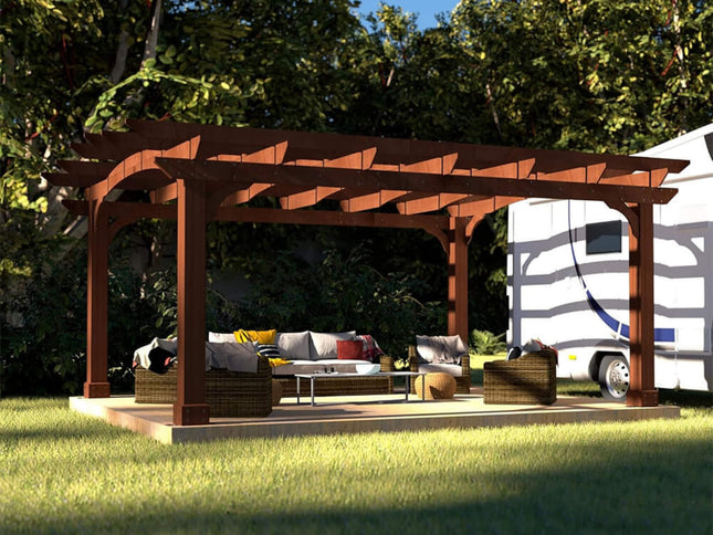 [10X12FT] Premium Outdoor All-Season Backyard Patio Cedar Wood Gazebo Pergola With Arched Roof (SAK42915)