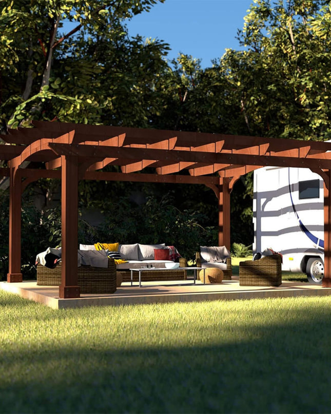 [10X12FT] Alora Premium Outdoor All-Season Backyard Patio Cedar Wood Gazebo Pergola With Arched Roof