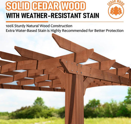 [10X12FT] Alora Premium Outdoor All-Season Backyard Patio Cedar Wood Gazebo Pergola With Arched Roof