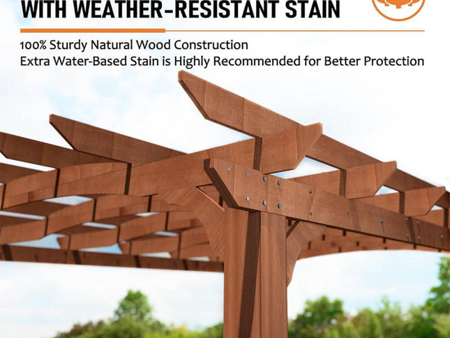 [10X12FT] Premium Outdoor All-Season Backyard Patio Cedar Wood Gazebo Pergola With Arched Roof (SAK42915)