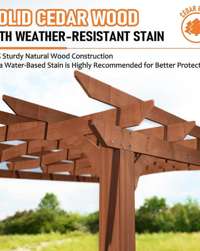 [10X12FT] Alora Premium Outdoor All-Season Backyard Patio Cedar Wood Gazebo Pergola With Arched Roof