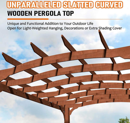 [10X12FT] Alora Premium Outdoor All-Season Backyard Patio Cedar Wood Gazebo Pergola With Arched Roof