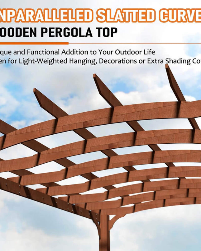 [10X12FT] Alora Premium Outdoor All-Season Backyard Patio Cedar Wood Gazebo Pergola With Arched Roof