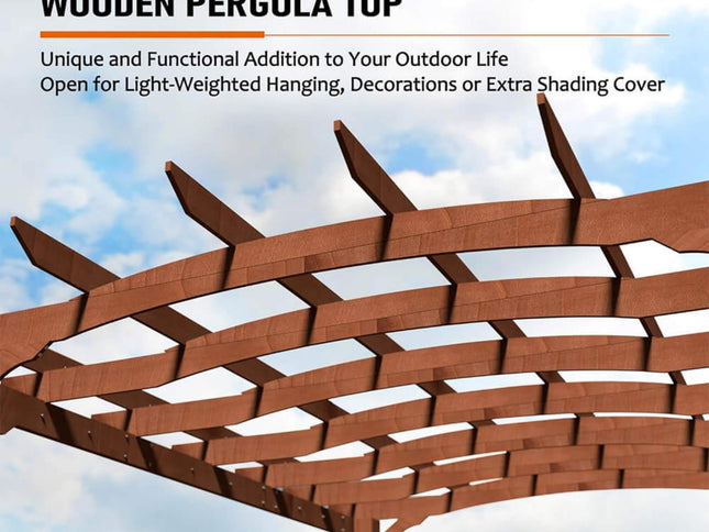 [10X12FT] Premium Outdoor All-Season Backyard Patio Cedar Wood Gazebo Pergola With Arched Roof (SAK42915)