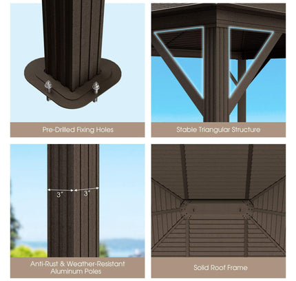 [10X12FT] Premium Outdoor Hardtop Patio Gazebo W/ Galvanized Steel Top & Aluminum Frame (SAK74065)