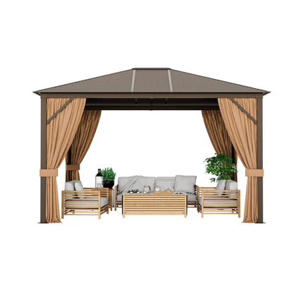 [10X12FT] Premium Outdoor Hardtop Patio Gazebo W/ Galvanized Steel Top & Aluminum Frame (SAK74065)