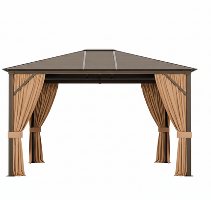 10x12FT Hardtop Patio Gazebo with Galvanized Steel Roof & Aluminum Frame