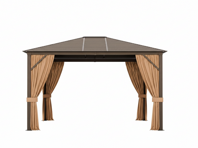 10x12FT Hardtop Patio Gazebo with Galvanized Steel Roof & Aluminum Frame