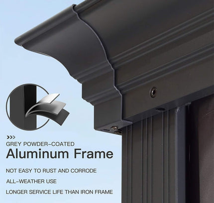 [10X13FT] Alora Large Premium Outdoor Hardtop Aluminum Gazebo With Galvanized Steel Double Roof