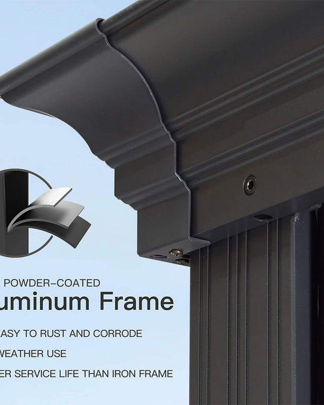 [10X13FT] Alora Large Premium Outdoor Hardtop Aluminum Gazebo With Galvanized Steel Double Roof