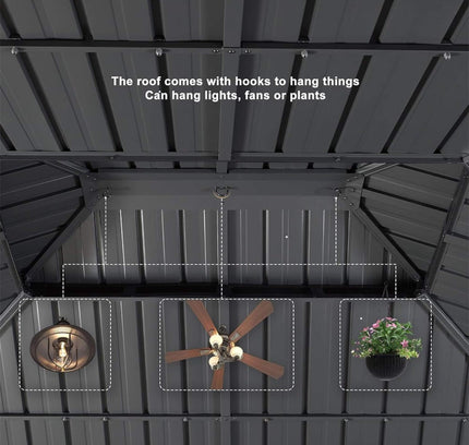 [10X13FT] Alora Large Premium Outdoor Hardtop Aluminum Gazebo With Galvanized Steel Double Roof